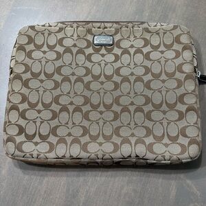 Coach Brown and Tan Laptop Sleeve